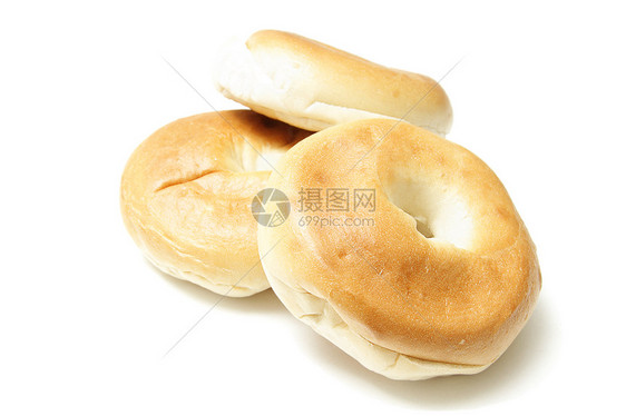3个百吉饼产品早餐小吃烘烤面粉粮食棕色戒指小麦包子图片