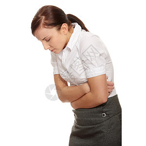 胃问题女性经期成人商务女孩女士腹部头发人士白色图片
