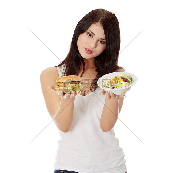 是否高度快乐芝士黑发女孩汉堡青年午餐面包营养肤色图片