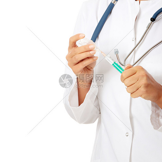 持有注射器的女医生或护士女孩药品诊所注射剂量工作实验室卫生保健女性图片