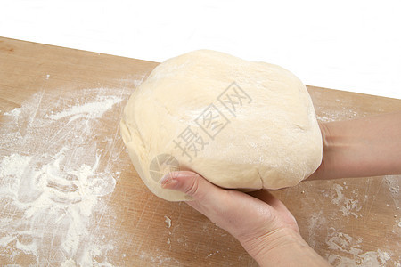 Kneading 面金厨房女士面包师烹饪手指烘烤食物面粉生活背景图片