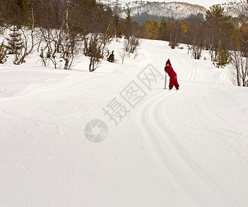 儿童滑滑雪运动国家戏剧孩子红色白色森林活动图片