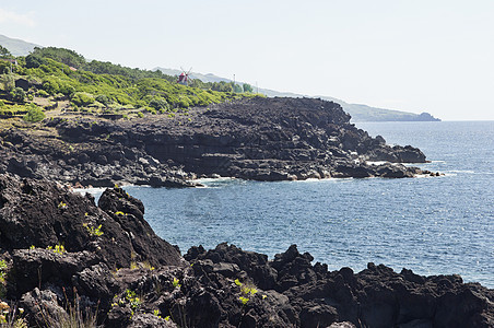 亚速亚海岸线天空植被支撑地质学边缘海洋风景悬崖衬套火山图片