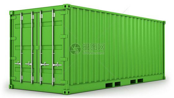 孤立的绿色集装箱集装箱商品载体血管金属车厢物流卡车出口货运白色图片