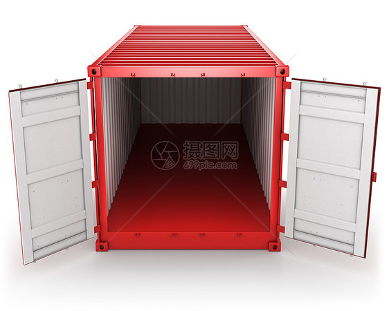 开放的红色集装箱集装箱隔离 前视图片