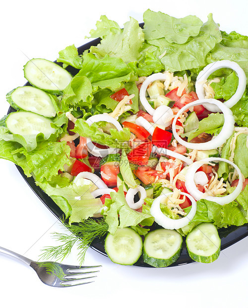 健康新鲜沙律的结束餐厅草药沙拉蔬菜盘子美食洋葱食物胡椒玻璃图片