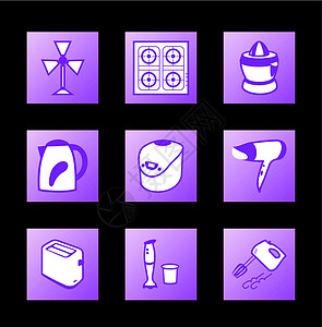 家用电器图标 紫色轮廓系列图片
