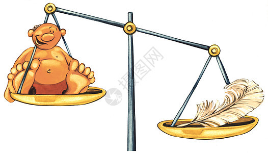 体重超重的人和羽毛是平衡的背景图片