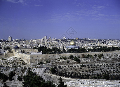 耶路撒冷宗教历史性全景背景图片