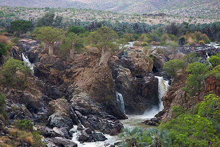 埃普帕瀑布库涅荒野环境地标力量岩石漂流风景绿色图片
