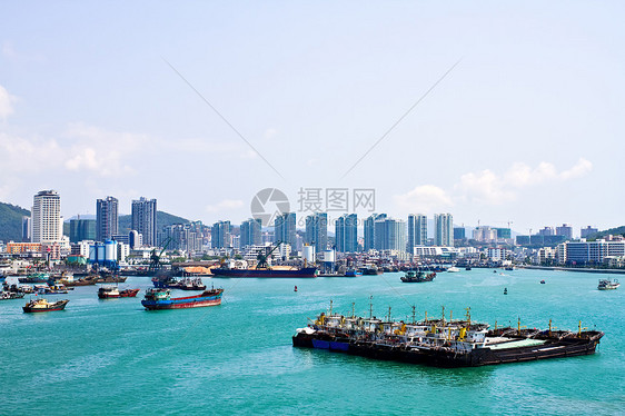 中国三亚凤凰岛港壁垒城市旅行渡船运输商业旅游工作场景过境图片