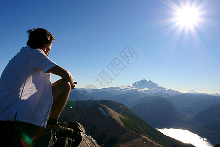 山顶全景旅游边缘蓝色成功山脉自由挑战运动目的地图片