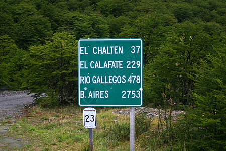 阿根廷的距离数绿地面积植物旅行路标绿色公告栏支持风光田园图片