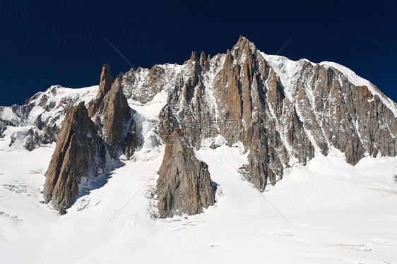 勃朗峰地块和冰川旅行裂缝高度顶峰山脉首脑岩石全景登山远足图片