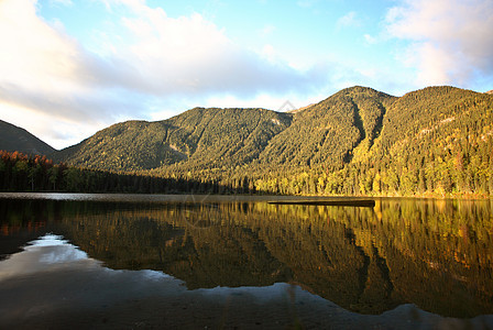 艾伯塔省哈特湖森林阳光乡村风景反射树木荒野平台水平旅行图片