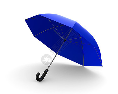 白色背景上的蓝色伞 孤立的 3D 图像图片