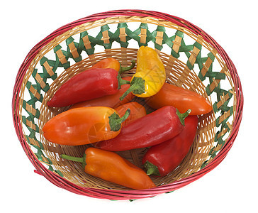 篮子中的多彩贝尔胡椒植物橙子农场生产美食烹饪食物蔬菜香料营养图片