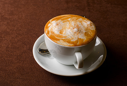 卡布奇诺时间叶子咖啡店粮食早餐泡沫快报奢华咖啡师拿铁饮料图片