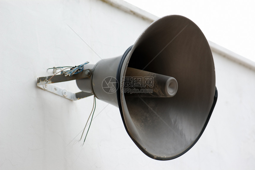 大喇叭金属公告扬声器民众警告风化播送扩音器白色嗓音图片
