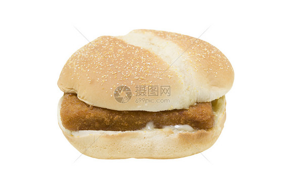 炸鱼三明治鞑靼油炸剪裁包子食物白色小路图片