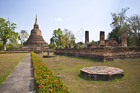 Wat Sa Si 瓦萨西旅行公园建筑学热带宝塔寺庙废墟历史精神建筑图片