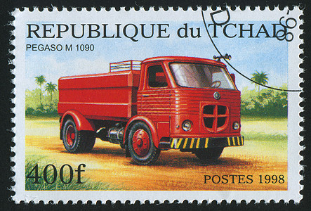 邮票引擎警报卡车红色消防队员卡片汽车邮戳集邮救援图片