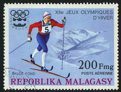 邮票邮资竞争旅游滑雪者竞技男性越野国家短跑信封图片