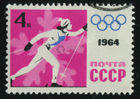 邮票竞争竞赛短跑滑雪者邮政滑雪课程卡片国家运动员图片
