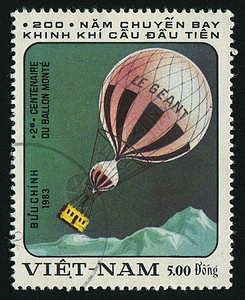 邮票卡片邮政篮子飞艇邮戳地址气球缆车浮力运输图片