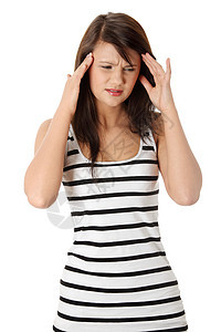 头痛的年轻妇女女士病人并发症伤害压力疾病卫生女性青年症状图片