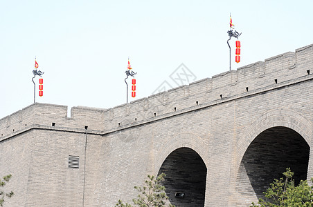 古代城墙建筑学蓝色文化旅行观光中心天空地标灯笼历史图片