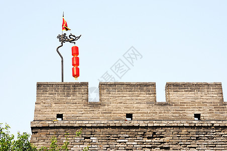 古代城墙建筑建筑学中心文化地标蓝色观光旅行灯笼天空图片