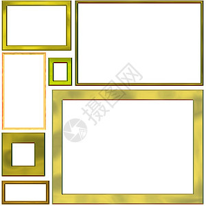 金金框架长方形金子正方形构图金属边框插图背景图片