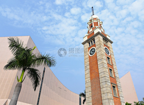 香港尖沙台钟塔时间日历历史性城市建筑历史圆圈装置旅行古董图片