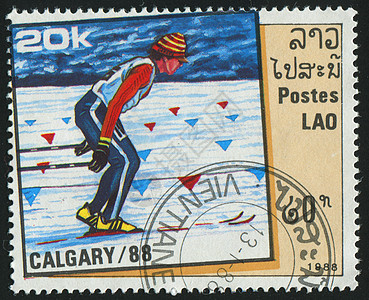 邮票信封运动员越野国家男性运动滑雪者课程行动速度图片