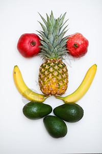 以水果为面目创造力香蕉卡通片幸福叶子植物眼睛乐趣蔬菜饮食图片