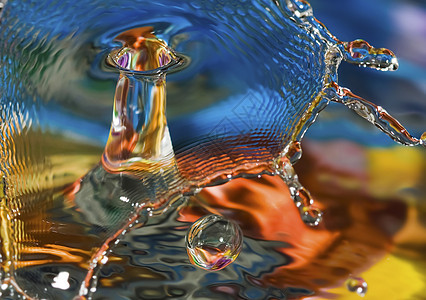 具有丰富多彩和创意的水滴创造活力摄影圆圈波纹液体水雕运动反射涟漪同心图片