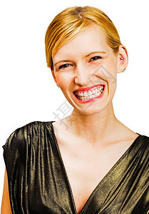 美丽的女人微笑快乐乐趣衣服女士白色幸福裙子图片