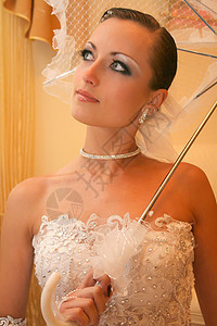 婚纱新娘婚礼庆典化妆品仪式已婚裙子头发浪漫女性订婚图片