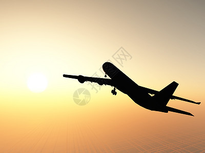 飞机旅行航班土地航空公司太阳翅膀日落商业晴天客机图片