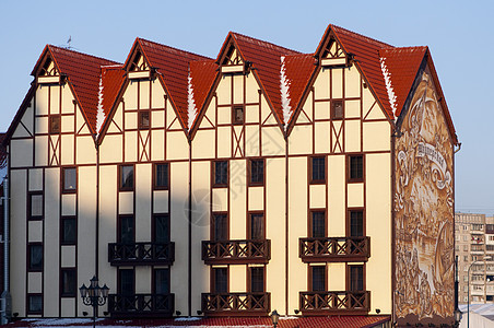 加里宁格勒古建筑城市街道艺术古董房子建筑学风格建筑吸引力历史性图片