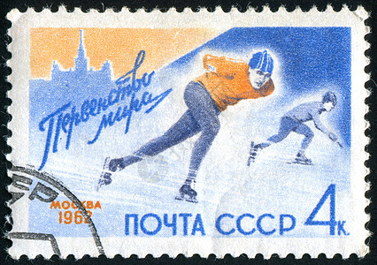 邮票滑冰明信片历史性邮件运动运动员古董速度刀刃活动图片