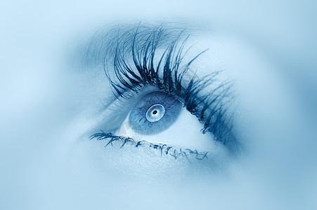 女性眼闭紧彩虹光学反射眼睛蓝色眼球绿色睫毛膏宏观鸢尾花图片