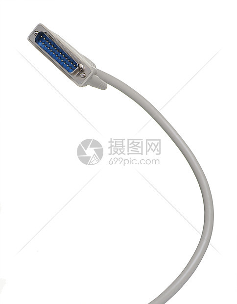 LPT 计算机电缆白色连接器港口网络灰色金属工具电脑曲线别针图片