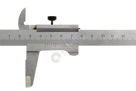 卡利帕 白纸上孤立建造乐器仪表白色灰色拨号游标厘米金属工作图片