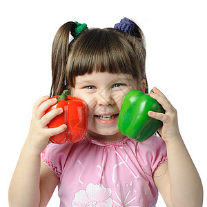 带彩色胡椒的小女孩裙子美丽女性眼睛快乐帽子幼儿园工作室蔬菜女儿图片