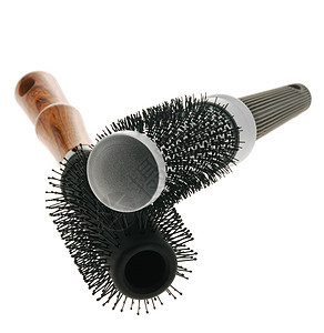 头发笔理发师工作室身体木头卷曲配件棕色橡皮塑料卷发器图片