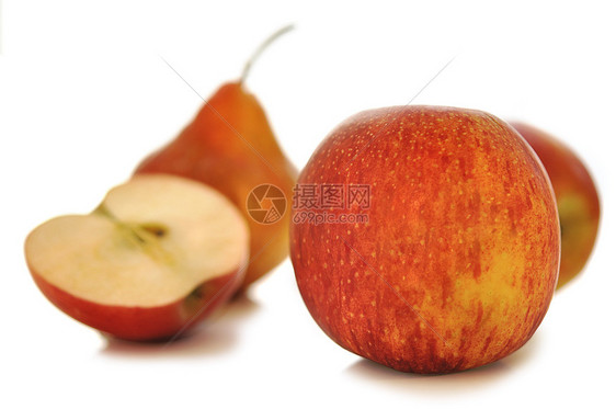 梨和苹果生态饮食农业熟食市场红色白色乡村水果花园图片