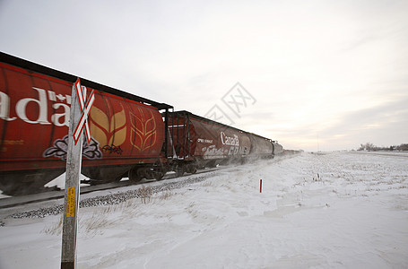 冬季通过公路过境的铁路车厢风景轨道旅行照片水平运输乡村路口图片