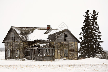 冬季被遗弃的农舍家园乡村水平农村农业场地历史性美术照片场景图片